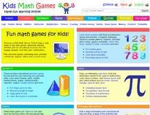 Tablet Screenshot of kidsmathgamesonline.com